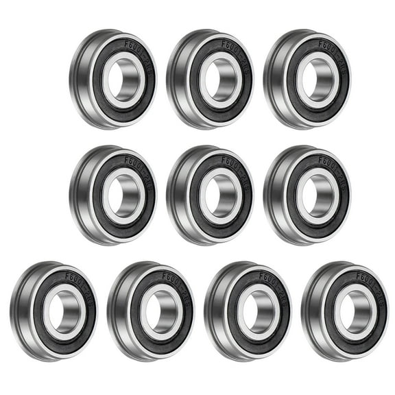 F6001-2RS Flanged Ball Bearing, 12x28x8mm Chrome Steel Double Sealed ABEC1 Flange Bearings,10 Pack