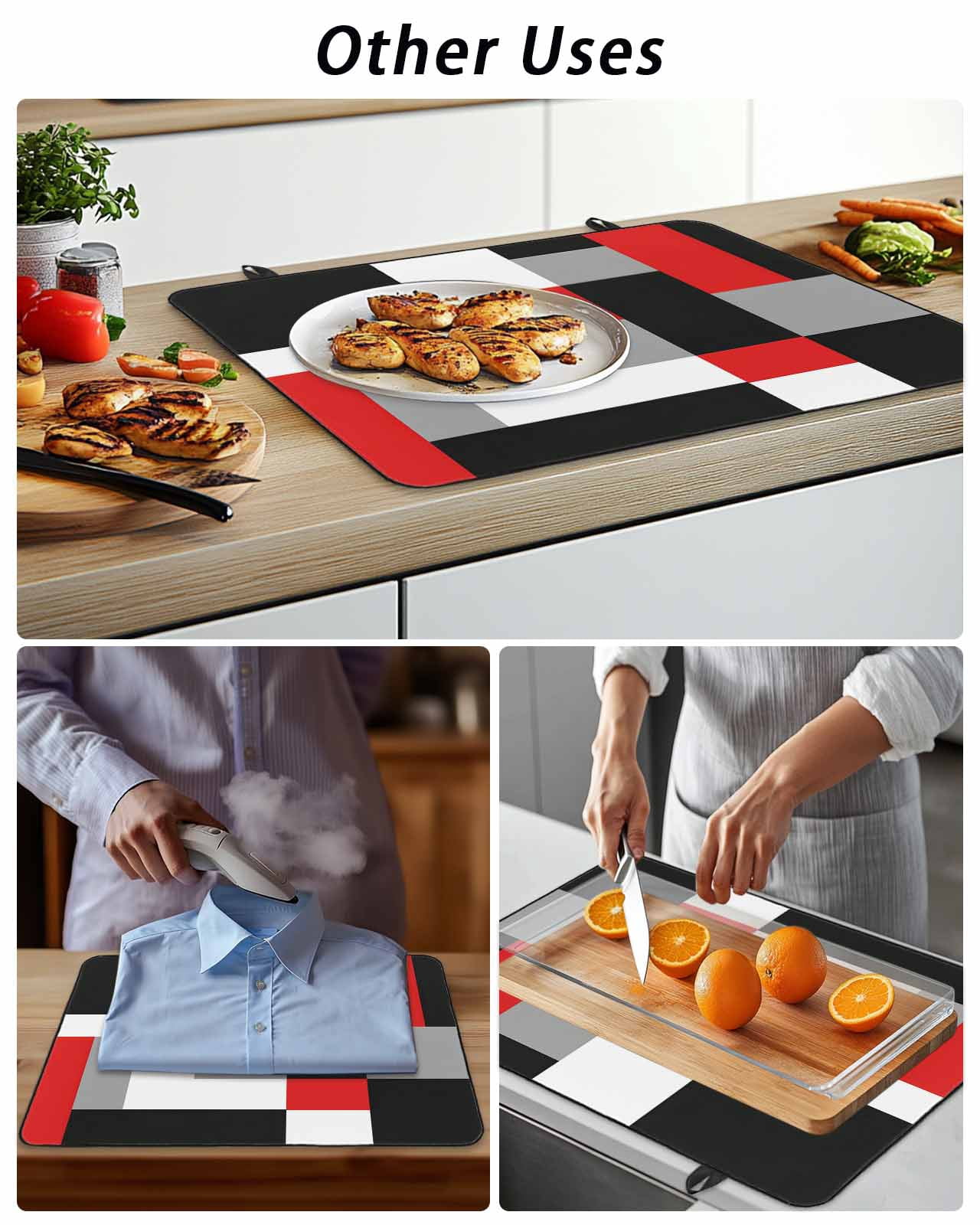 Stove Top Covers for Electric Stove, Red Black Grey Geometric Glass Stovetop Cover Protector, Modern Abstract Art Luxury Induction Cooktop Protector Oven Mat for Kitchen Countertop 24"x21"