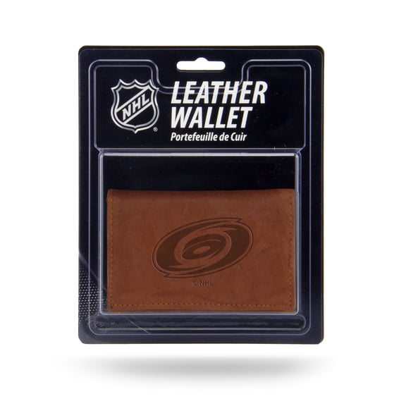 Carolina Hockey Hurricanes Embossed Brown Leather Trifold Wallet