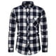 thumbnail image 1 of Blusa y camisa de manga larga con cuello vuelto para hombre, blusa informal de moda con estampado a cuadros y bolsillos, blusa de manga larga para hombre, 1 of 3