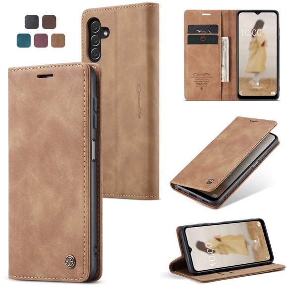Galaxy A14 5G Wallet Case, TECH CIRCLE PU Leather Flip Folio Case with Card Holders RFID Blocking Kickstand Shockproof TPU Inner Shell Phone Cover for Samsung Galaxy A14 5G 6.6 inch 2023, Brown