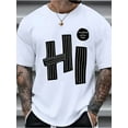 thumbnail image 2 of Men'S Casual Cotton T-Shirt, Extra Large "Hi" Letter Print -% le Summer Short Sleeve Top, Machine Washable Round Neck Design, Suitable for Gym, Daily Wear and Father'S Day Gift, Soft Texture Shirt, 2 of 6