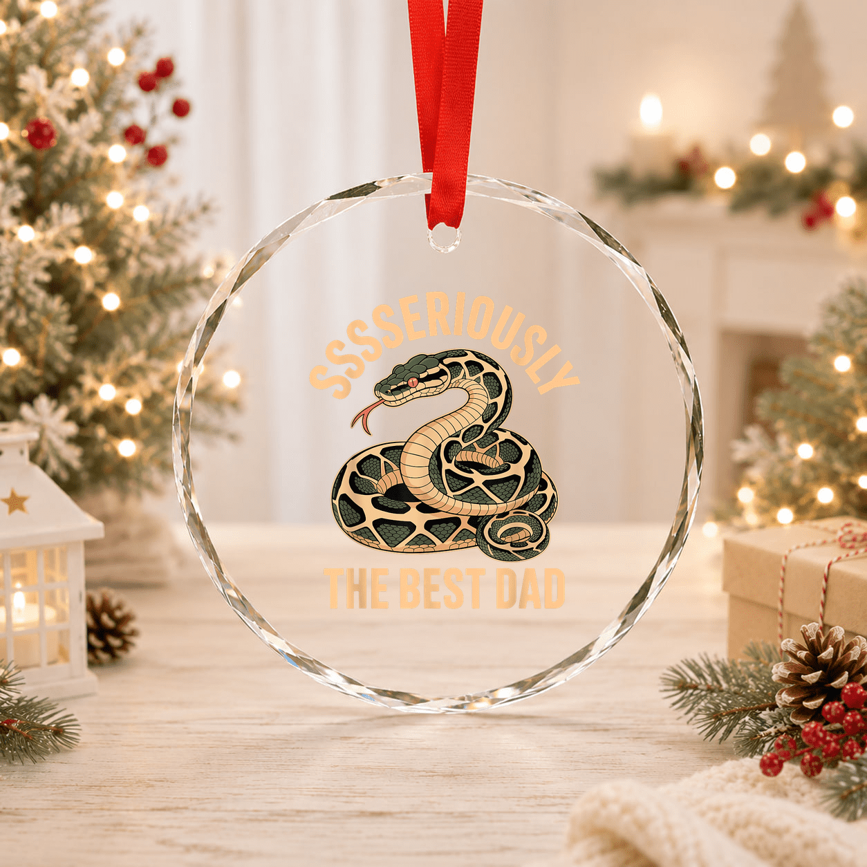 Seriously The Best Dad Reptile Ball Python Snake Glass Ornament