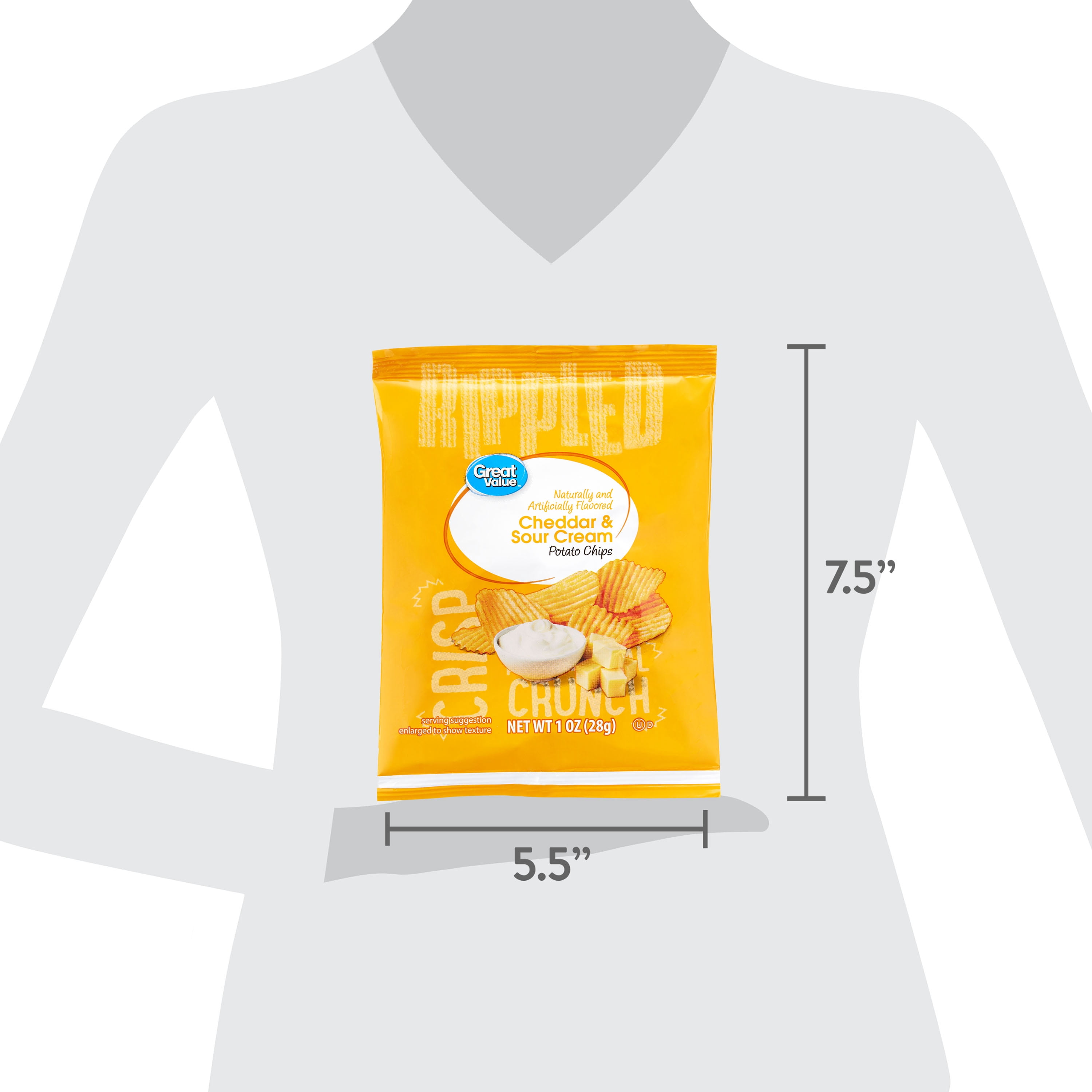 Great Value Cheddar & Sour Cream Flavor Potato Chips, 1oz