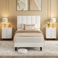 thumbnail image 4 of Velvet Upholstered Bed Frame with Tufted Headboard, Platform Bed with Adjustable Vertical Channel , No Box Spring Needed, Easy Assembly, 4 of 7