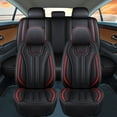 thumbnail image 2 of Leather Car Seat Cover 5 Seats for Chevrolet Chevy Silverado GMC Sierra 1500 2500HD 3500HD 2007-2021 Full Set Cushion Seat Covers for Cars Waterproof, Red, 2 of 10
