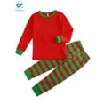 thumbnail image 2 of Deago Family Matching Christmas Pajamas Sleepwear Long Sleeve Tops Green Pajamas Striped Pants Set, 2 of 8