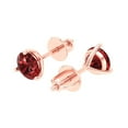 thumbnail image 2 of 14K Solid Gold Screw Back Stud Earrings for Women | 2 cttw Round Cut Natural Garnet | Rose Gold, 2 of 5