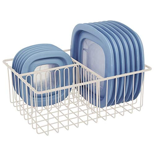 Mdesign Kitchen Food Storage Container Lid Holder 3 Compartment Organizer Bin For Organization In Kitchen Cabinets Cupboards Pantry Shelves Drawers Cream Beige Walmart Com Walmart Com
