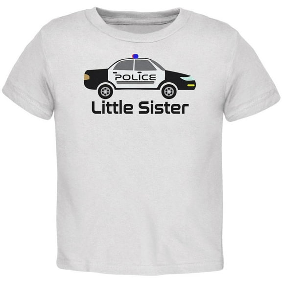 Little Sister Police Car Toddler T Shirt White 3T