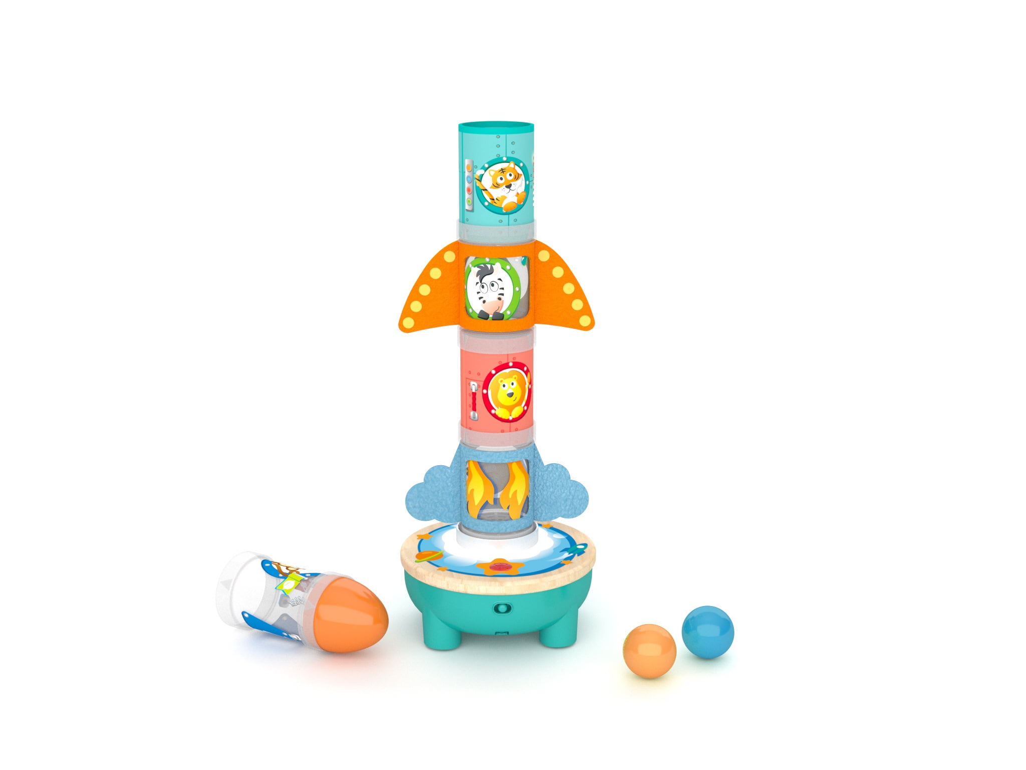 Hape Air Rocket Stacking Tower, Interactive Building Toy, Unisex, Toddlers Ages 24M+