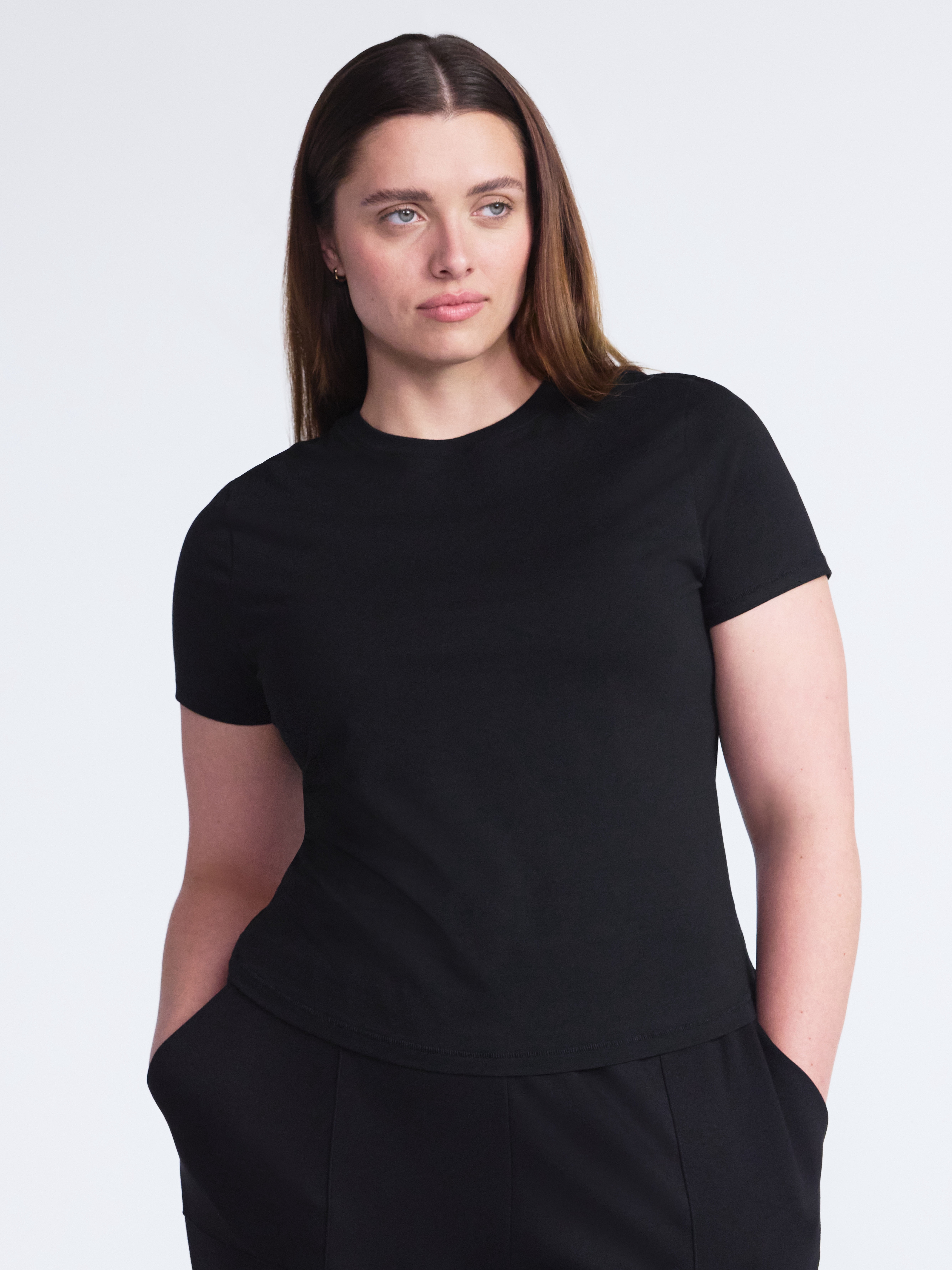 Scoop Women’s Stretch Cotton Blend Baby Tee with Short Sleeves, Sizes XS-XXL