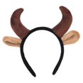 thumbnail image 1 of Plush Cow Ears and Horns Headband Funny Animal Cosplay Party Costume Hair Hoop, 1 of 5