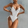 thumbnail image 2 of JINMGG 2024 Bikinis for Women Clearance Women Multi Color Solid Color High Waist Conjoined Body Swimsuit Bikini White S, 2 of 5