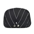 thumbnail image 3 of Gorra plana Gatsby Newsboy a rayas en blanco y negro para hombre, 3 of 4