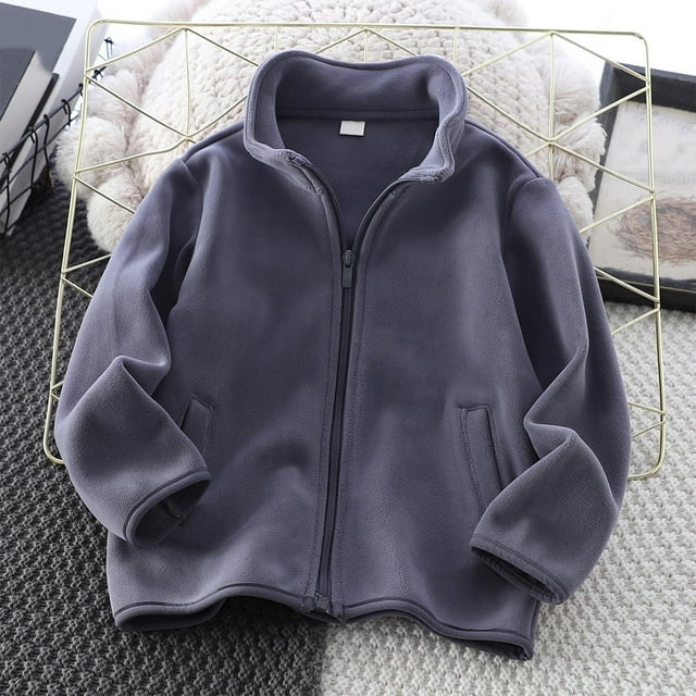 LOVZFMLL Jackets for Girls Kids's Solid Color Long Sleeved Zipper Sports Jacket Mid Size Kids's Casual Warm Jacket With Pockets 5-6 Years