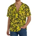 thumbnail image 3 of Xecao offers the Yellow Butterflies for Men's Casual Short-sleeved Shirt, a button-up collared shirt with a pocket, perfect for beach vacations and yacht travel in the X-Large size., 3 of 7