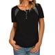 thumbnail image 1 of Camiseta de manga corta para mujer Camisetas casuales con estampado de rayas y cuello en O Tomshoo Camiseta mujer, 1 of 2