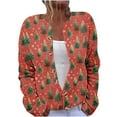 thumbnail image 2 of YUNAFFT Cozy Christmas Floral Print Knit Cardigan Long Sleeve Button Front Casual Outerwear for Women, 2 of 5
