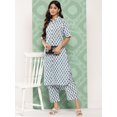 thumbnail image 3 of Janasya Women's White Cotton Floral Printed Kurta with Pant, 3 of 8
