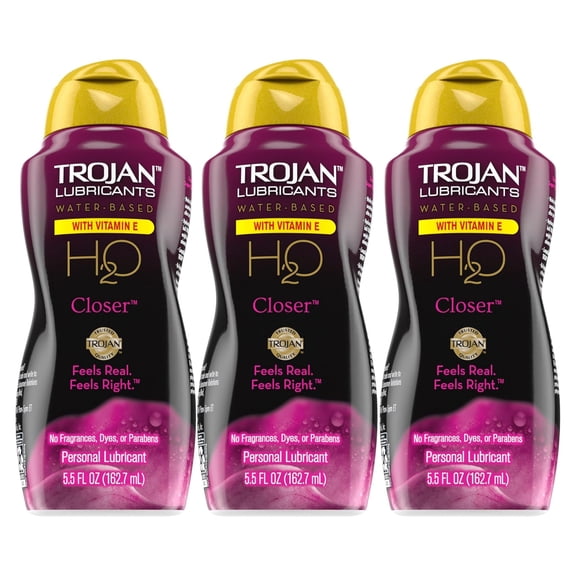 Trojan Advanced Personal Lubricants H2O Closer Non-Sticky, 5.5 oz, 3 Pack