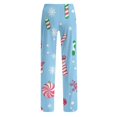 thumbnail image 5 of Women's Fashion Loose Christmas Print Casual Pants with Drawstring Elastic Waist, Comfortable Sleepwear and Loungewear Trousers for Home,Sky Blue,3XL, 5 of 6