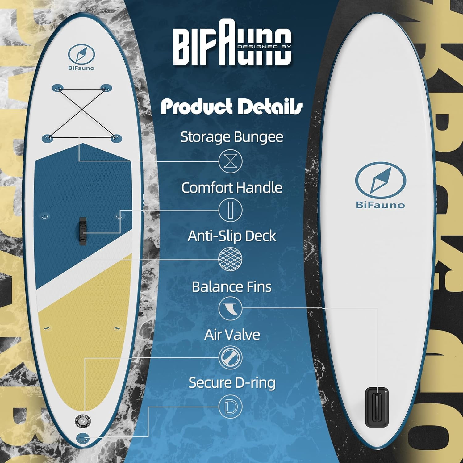 Bifanuo 10' Inflatable Stand Up Paddle Board with SUP
