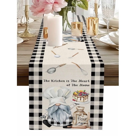 Table Runner Cooking Chef Gnome Table Runners Cake Black Buffalo Plaid Cotton Linen Dresser Scarf Kitchen Dining Table Decor for Home Dinner Party Decor 13×72 Inch Table Runner Cooking Chef Gnome Table Runners Cake Black Buffalo Plaid Cotton Linen Dresser Scarf Kitchen Dining Table Decor for Home Dinner Party Decor 13×72 Inch