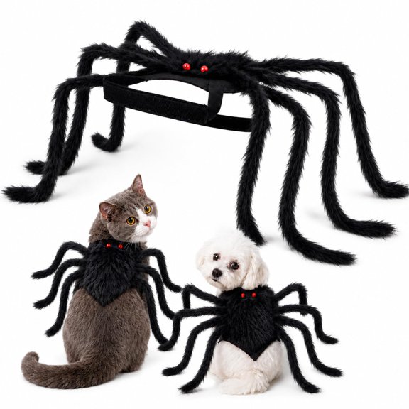 Dogs/Cats Spider Halloween Costumes Felt Small Medium - Adjustable Straps & Bouncy Legs for Trick-or-Treat & Party Decor