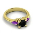 thumbnail image 5 of 2.50 Carat Round Cut Black Onyx & Amethyst Gemstone Beautiful 3-Stone Ring for Women Solid 14K Yellow Gold Size 11.5 by Diamond-Capitals, 5 of 8