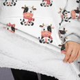 thumbnail image 3 of Oversized Wearable Blanket Hoodie,White Cow Scarf Pattern Sherpa Blanket Hoodie with Super Pockets,Super Warm Fuzzy Pullover for Women & Men, 3 of 6