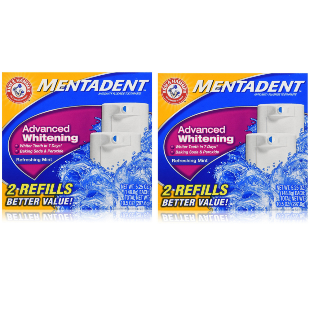 2 Pack Mentadent Anticavity Toothpaste Twin Refill Advance Whitening
