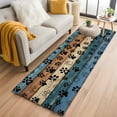 thumbnail image 3 of Navy Blue Paws 2x6 Kitchen Runner Rug, Farmhouse Vintage Modern Blue Brown Wood Non-Skid Rubber Backing Large Rectangle Rugs - Living Room Bedroom Home Office, Indoor Floor Mat Carpets Washable Rug, 3 of 9