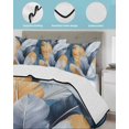 thumbnail image 4 of Quilts Twin XL Size, Navy Blue Yellow Feather Soft Comforter Bedding Set for Bed, Simpler Modern Abstract Art Lightweight Quilted Bedspread with Pillow Cover(2 Pieces) for All Season, 68x98 Inch, 4 of 6