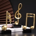 thumbnail image 3 of Flmtop 3Pcs Golden Musical Note Figurine Handicraft Piano Ornament Living Room Decor, 3 of 8