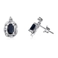 thumbnail image 1 of 14k White Gold Sapphire Scroll Diamond Earrings, 1 of 2
