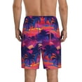thumbnail image 3 of Kdxio Retro Palms Print Mens Sleep Shorts Bottoms Soft Comfy Pajama Wear Pants with Drawstring Pockets, 3 of 7