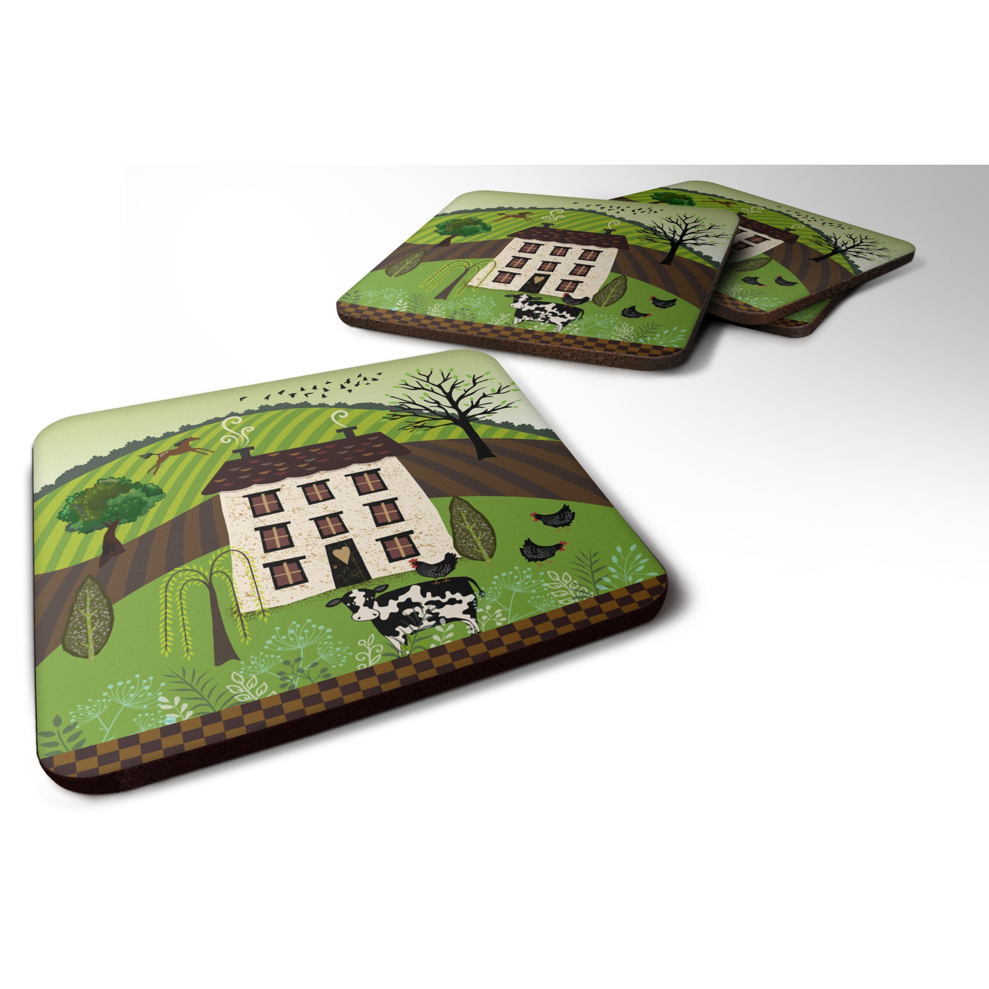 BICHON--House is Not a Home-Set of 2 Absorbent Stone Coasters w/Cork Back 