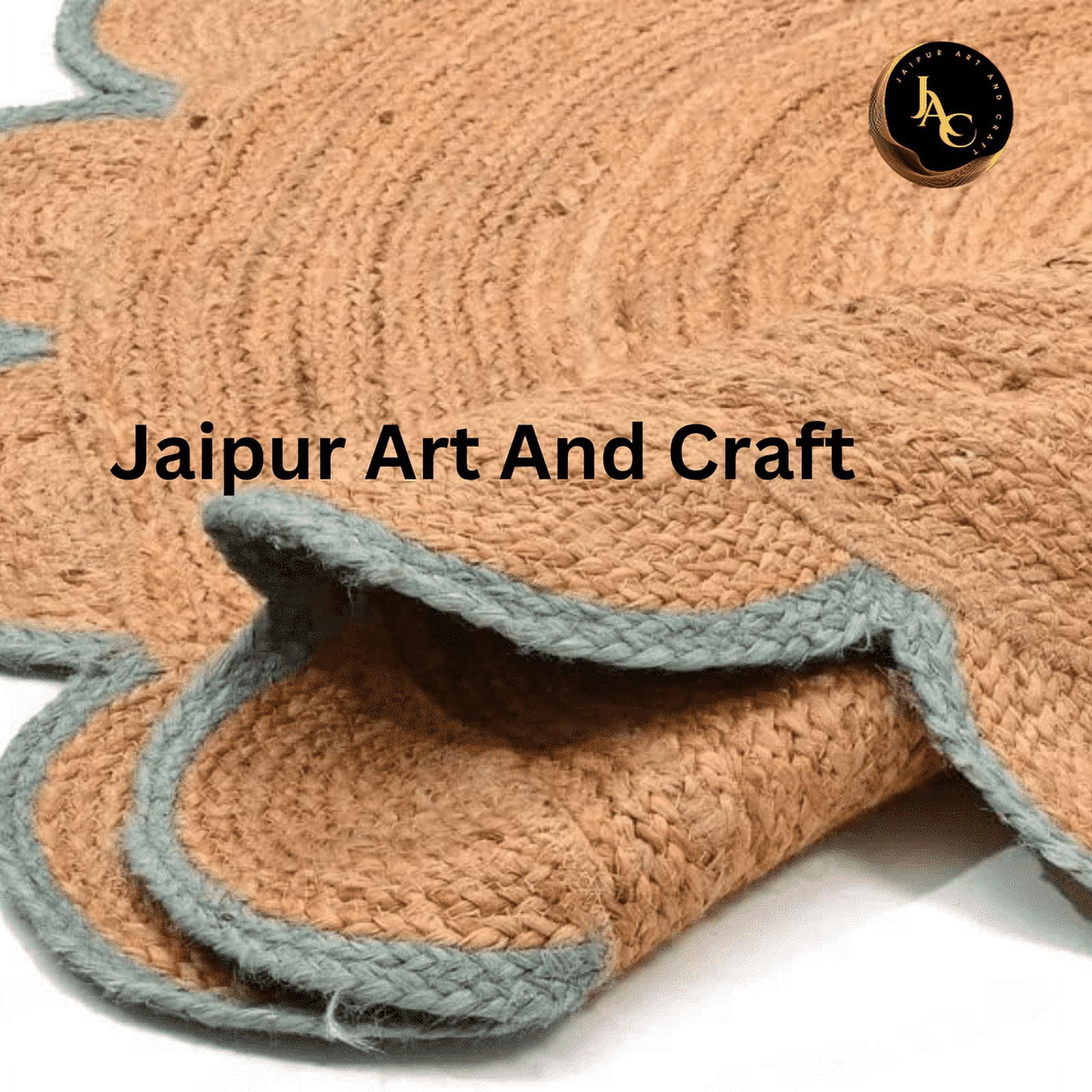 Jaipur Art And Craft Round Jute Area Rug Bohemian Style Indian Natural Fiber Handmade Solid Pattern (7x7 Sq Ft)