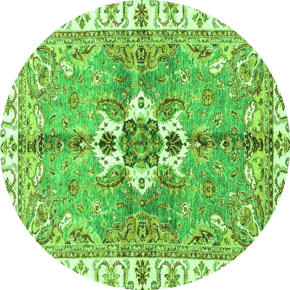 Ahgly Company Indoor Round Abstract Green Modern Area Rugs, 6' Round