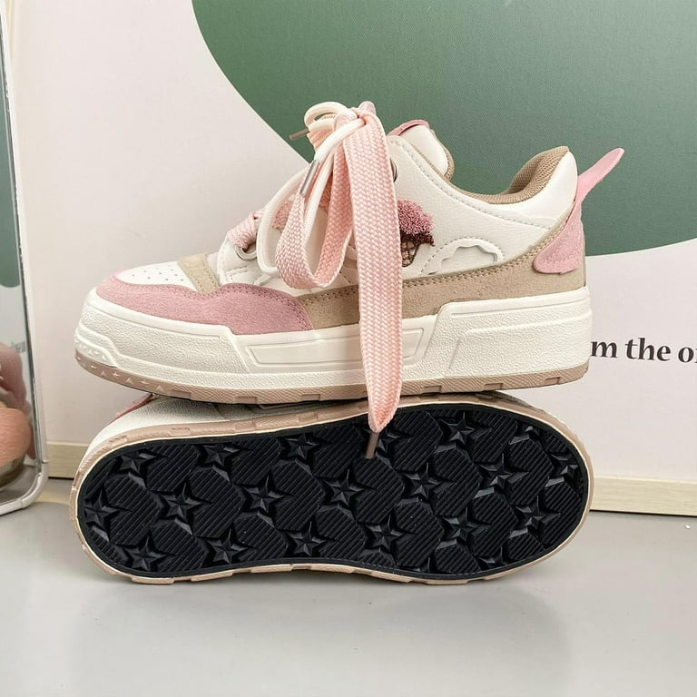 Pink Ice Cream Y2K Cute Canvas Shoes Casual Sneakers Sneaker Lace Up Comfort Platform Walking with Zipper for Women Girls Walmart