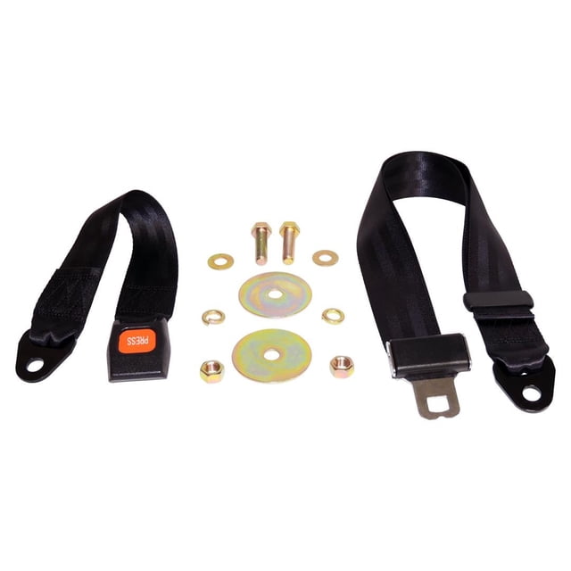 Crown Automotive Seat Belt BELT1B OEM Replacement; 2 Point; Latch; Black; Single