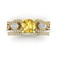 thumbnail image 2 of Clara Pucci 14K Yellow Gold 1.925 Natural Citrine Engraveable Engagement Ring + Wedding Band Set, 2 of 7
