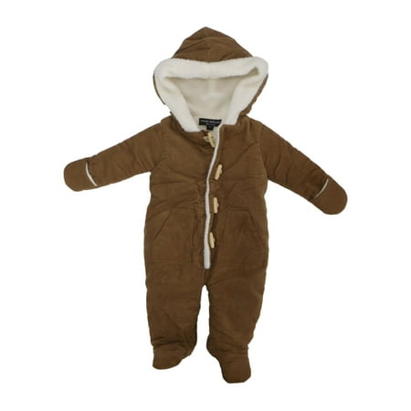 Brown Corduroy Boys Overalls - Infant Boys Brown Corduroy Pram Coveralls Baby Bunting Snowsuit