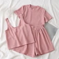 thumbnail image 2 of WRKEKC Pajamas for Women Set Seamless Ribbed Tank and Soft Jersey Shorts Pajamas Loungewear Sleep Set Home Wear, 2 of 7