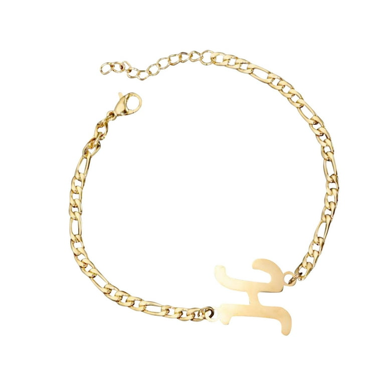 Yuehao Accessories Bracelets Personalized Initial Bracelet Gold Plated Titanium Steel Letter Bracelet Dainty Titanium Steel Bracelet Delicate Disc