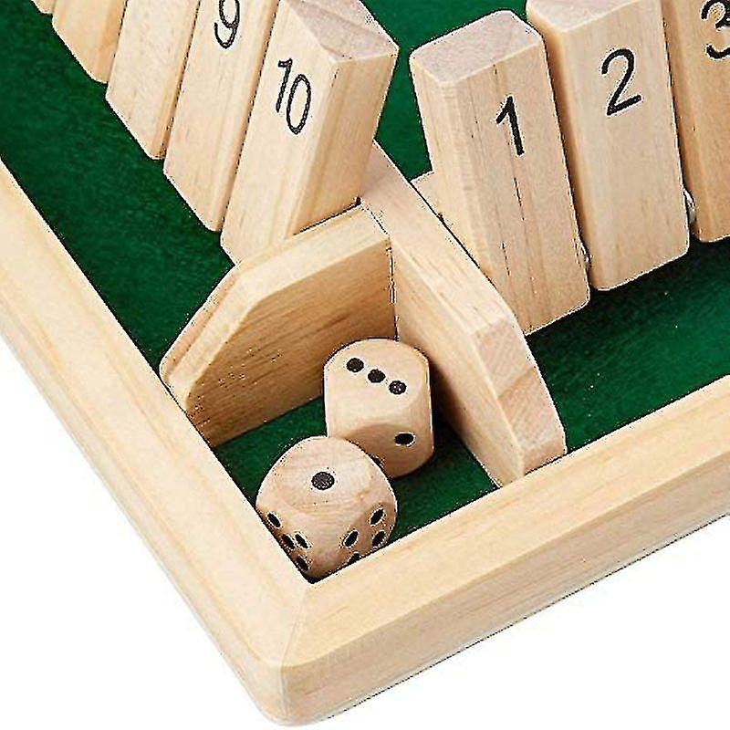 VGE Jeu de dés Shut the Box Jeu de dés en bois fermé la boîte 4 faces