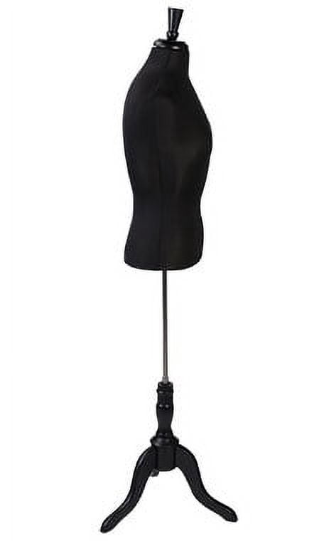 SSWBasics Female Black Jersey Dressmaker Shirt Form- Black Dress Form Sewing Mannequin for Dressmakers - Premium Boutique Retail Dress Form Mannequin with Adjustable Stand