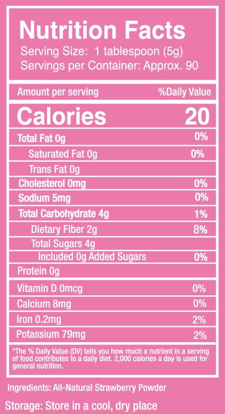 Herbaila Freeze-Dried Strawberry Powder 16oz – All Natural, No Sugar Added, Non-GMO, Gluten-Free, 1LB