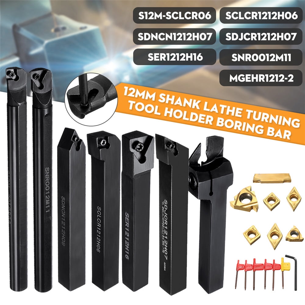 Includes Boring Bar 5pc Indexable TiN Carbide Lathe Tools 12mm set 